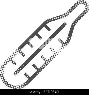 Thermometer-Symbol im Halbtonstil. Schwarz-Weiß-Vektorgrafik. Stock Vektor