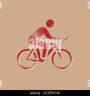 Symbol für das Radfahren im Halbtonstil. Grunge Hintergrund Vektor Illustration. Stock Vektor