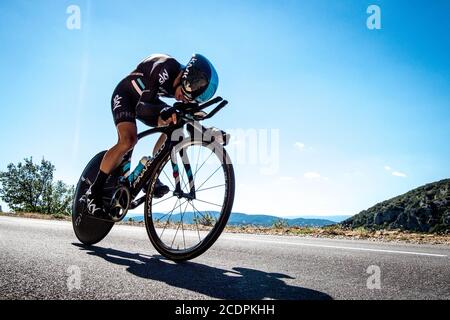 2016 Tour De France Etappe 13 Bourg-Saint-Andéol nach La Caverne du Pont-d'Arc. Individuelle Zeitprüfung. Stockfoto