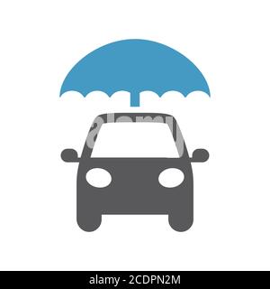 Auto mit Regenschirm schwarz Vektor-Symbol. Kfz-Versicherung Konzept Symbol. Stock Vektor