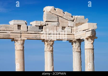 Tempel von Apollo antike Ruinen in Side Turkey. Stockfoto