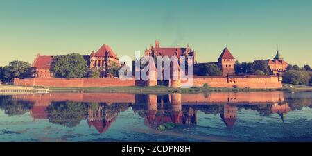 Vintage-Foto von Malbork Schloss, UNESCO-Weltkulturerbe, Polen. Stockfoto