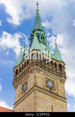 Turm des historischen Rathauses in Braunschweig Stockfoto