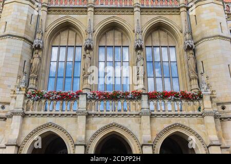 Balkon des historischen Rathauses in Braunschweig Stockfoto