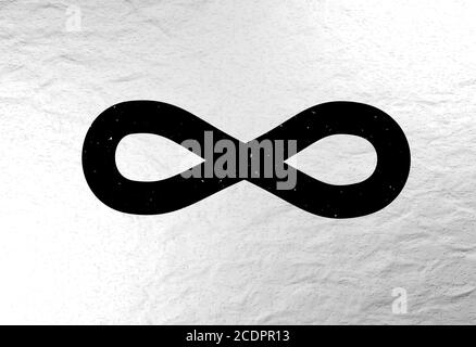 Infinity-Schild mit Universum Sterne 3d illustration Stockfoto