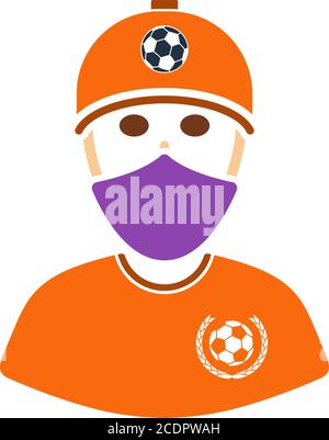 Fußballfan Mit Verdecktem Gesicht Von Scarf Icon. Flaches Farbdesign. Vektorgrafik. Stock Vektor