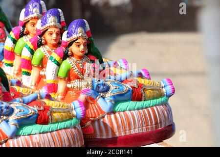 Idole indischer Götter und Göttinnen für Dussehra Stockfoto