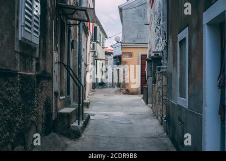 Straßen von Omisalj, Insel Krk, Kroatien Stockfoto