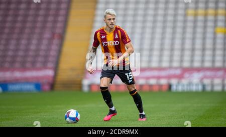 Bradford, Großbritannien. August 2020. Tyler French von Bradford City während des 2020/21 Pre Season Freundschaftsspiels zwischen Bradford City und Wigan Athletic im Utility Energy Stadium, Bradford, England am 29. August 2020. Foto von Thomas Gadd. Kredit: Prime Media Images/Alamy Live Nachrichten Stockfoto