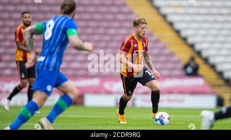 Bradford, Großbritannien. August 2020. Billy Clarke von Bradford City während des 2020/21 Pre Season Freundschaftsspiels zwischen Bradford City und Wigan Athletic im Utility Energy Stadium, Bradford, England am 29. August 2020. Foto von Thomas Gadd. Kredit: Prime Media Images/Alamy Live Nachrichten Stockfoto