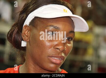 Venus Williams von den Washington Kastles vor einem WTT-Spiel gegen das New York Buzz im Kastle Stadium, in Washington D.C. am 7. Juli 2010. Washington Stockfoto