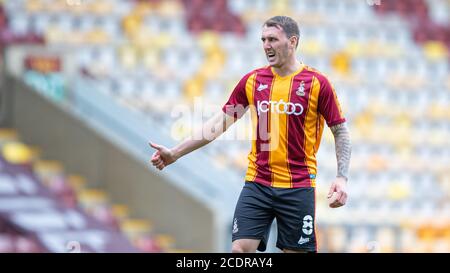 Bradford, Großbritannien. August 2020. Callum Cooke von Bradford City während des 2020/21 Pre Season Freundschaftsspiels zwischen Bradford City und Wigan Athletic im Utility Energy Stadium, Bradford, England am 29. August 2020. Foto von Thomas Gadd. Kredit: Prime Media Images/Alamy Live Nachrichten Stockfoto