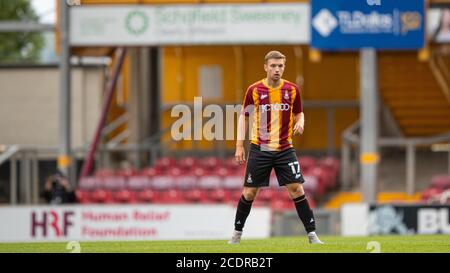 Bradford, Großbritannien. August 2020. Elliott Watt von Bradford City während des 2020/21 Pre Season Freundschaftsspiels zwischen Bradford City und Wigan Athletic im Utility Energy Stadium, Bradford, England am 29. August 2020. Foto von Thomas Gadd. Kredit: Prime Media Images/Alamy Live Nachrichten Stockfoto