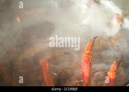 Vorbereitung der Stachelspinnen-Krabbe Stockfoto