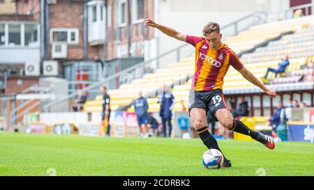 Bradford, Großbritannien. August 2020. Reece Staunton von Bradford City während des 2020/21 Pre Season Freundschaftsspiels zwischen Bradford City und Wigan Athletic im Utility Energy Stadium, Bradford, England am 29. August 2020. Foto von Thomas Gadd. Kredit: Prime Media Images/Alamy Live Nachrichten Stockfoto