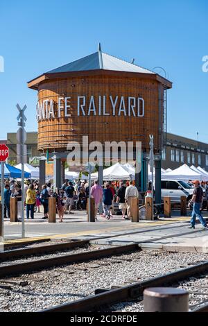 Santa Fe Farmer's Market auf der Santa Railyard Stockfoto