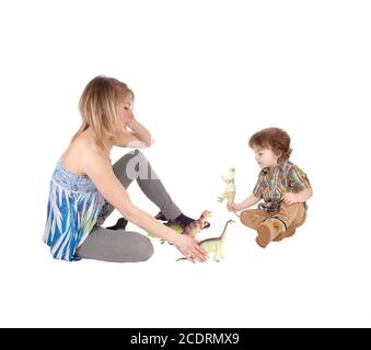 Mutter spielt mit kleinen Jungen. Stockfoto