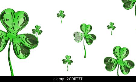 St. Patrick's Day 3d-Effekt Klee über Raum Hintergrund. Dekorative Gruß grungy oder Postkarte. Einfaches Banner für die Seite, sh Stockfoto