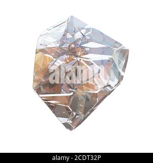 Erstaunlich bunte Diamant Quarz Regenbogen Flamme Blau Aqua Aura Kristall Cluster Nahaufnahme Makro isoliert auf weißem Hintergrund. Abstrakt Stockfoto