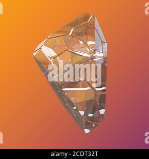 Erstaunlich bunte Diamant Quarz Regenbogen Flamme Blau Aqua Aura Kristall Cluster Nahaufnahme Makro auf violett orange Hintergrund isoliert. Stockfoto