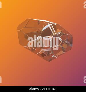 Erstaunlich bunte Diamant Quarz Regenbogen Flamme Blau Aqua Aura Kristall Cluster Nahaufnahme Makro auf violett orange Hintergrund isoliert. Stockfoto