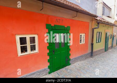 Golden Lane, Tschechische Zlata ulicka in Prag, Tschechische Republik. Stockfoto