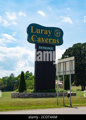 Luray Caverns Eingangsschild. Stockfoto