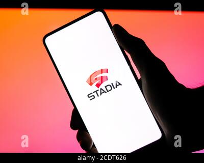 Assam, indien - August 27, 2020 : Stadia-Logo auf Telefon Bildschirm Stock Bild. Stockfoto