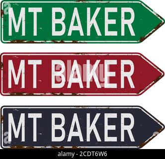 Mount Bäcker Straßenschild auf weißem Hintergrund Stock Vektor