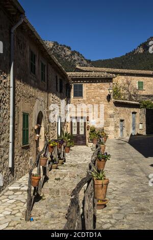 Altstadtallee in Valldemossa, Mallorca, Balearen, Spanien, Europel Stockfoto