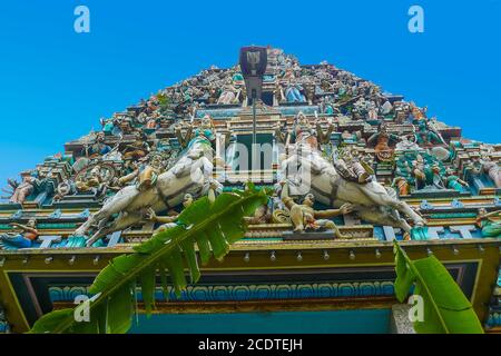 Sri Mahamariamman Tempel Kuala Lumpur Ansicht von unten Stockfoto