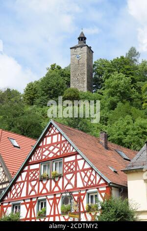 Bad Berneck mit Burgturm Stockfoto