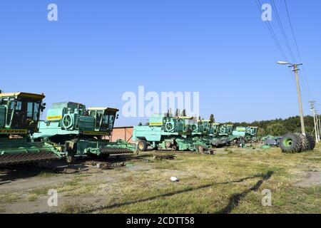 Mähdrescher. Landwirtschaftliche Maschinen. Stockfoto