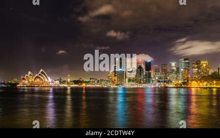 Sydney City Skyline bei Nacht Stockfoto