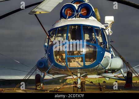 Schiffshubschrauber zur Eisbeobachtung Stockfoto