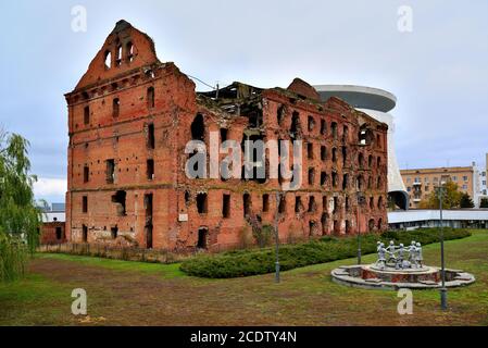 Gergardt Mühle - Gebäude in der Schlacht von Stalingrad während des Zweiten Weltkriegs zerstört. Wolgograd, Russland Stockfoto