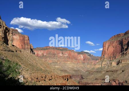 Blick auf den Grand Canyon vom Thunder River Trail am Nordrand des Grand Canyon National Park, Arizona an klaren sonnigen Sommernachmittagen. Stockfoto