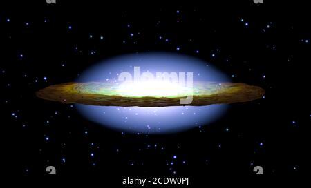 Sombrero Galaxie M104 im Sternbild Jungfrau, 3d Illustration Stockfoto