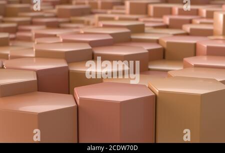Gelbe hexagon Hintergrund Perspektive, 3 Abbildung d Stockfoto
