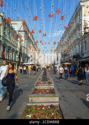 Moskau, Russland - 9. September. 2018. Kamergersky Lane dekoriert für City Day Stockfoto