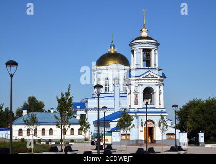 Voronezh, Russland - 23. August. 2018. Kirche von Fürbitte für Sovetskaya Square ist ein Baudenkmal. Stockfoto