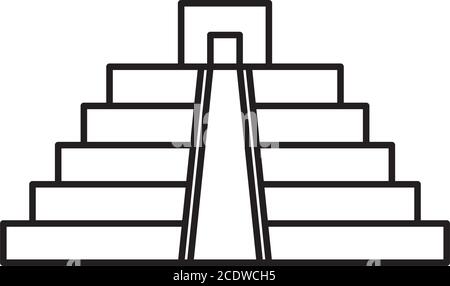 mexikanische Pyramide Symbol über weißem Hintergrund, Linienstil, Vektor-Illustration Stock Vektor