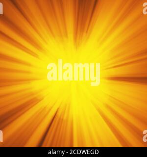 Hintergrund mit abstrakter Explosion oder Hyperspeed Warp Sun God Strahlen. Leuchtend orange gelbe Lichtstreifen Burst, Flash-ray-Blast. Abb. Stockfoto