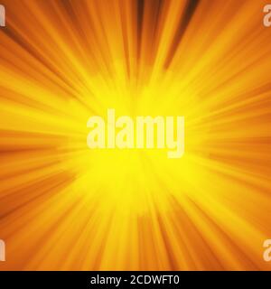 Hintergrund mit abstrakter Explosion oder Hyperspeed Warp Sun God Strahlen. Leuchtend orange gelbe Lichtstreifen Burst, Flash-ray-Blast. Abb. Stockfoto