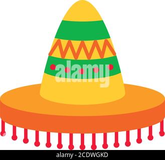 mexikanisches Hutsymbol auf weißem Hintergrund, flacher Stil, Vektorgrafik Stock Vektor