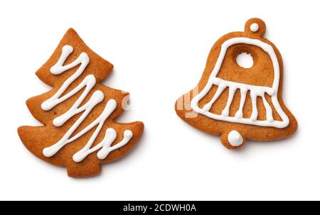 Weihnachten Lebkuchen Cookies isoliert auf weißem Hintergrund Stockfoto