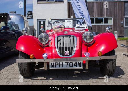 Red Merlin Sportwagen auf dem Display Falkirk Wheel während Kit Car Meet Stockfoto