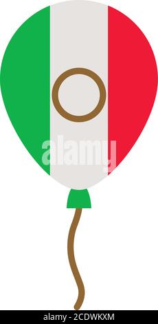 Dekorativer Ballon mit mexikanischem Flag-Design auf weißem Hintergrund, flacher Stil, Vektor-Illustration Stock Vektor