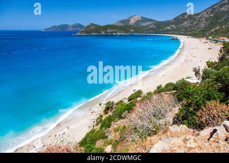 Luftaufnahme der Blauen Lagune in Ölüdeniz Stockfoto