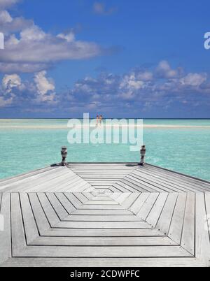 Schöner Strand Terrasse auf den Malediven Stockfoto